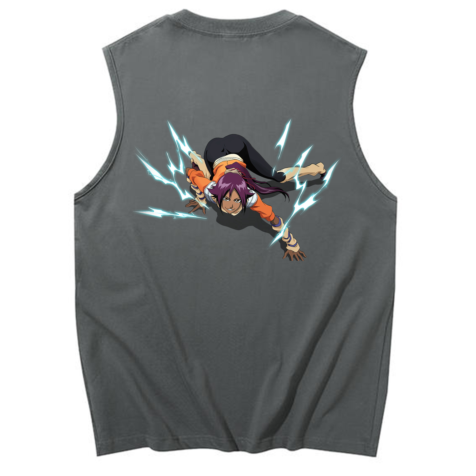 （画像用） ブリーチ 四楓院 夜一（しほういん よるいち） BLEACH Shihouin Yoruichi コットン100％タンクトップ（背面プリント）